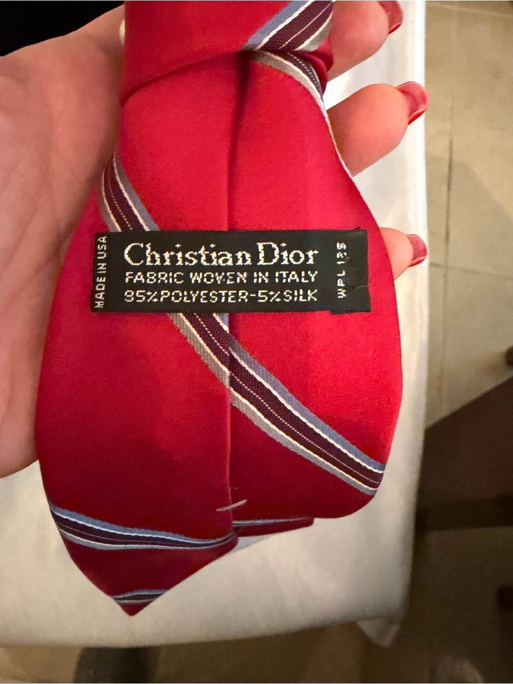 Dior Women’s Tie Red Striped Silk - Picture 6 of 7